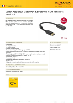 DeLOCK 63559 Adapter DisplayPort 1.2 male to HDMI female 4K Passive black Fiche technique