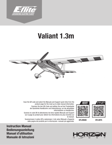 E-flite EFL49500 Valiant 1.3m BNF Basic Manuel du propriétaire | Fixfr