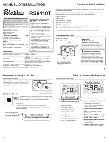 Robertshaw RS9110T Manuel d’installation Manuel utilisateur | Fixfr