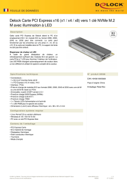 DeLOCK 90566 PCI Express x16 (x1 / x4 / x8) Card to 1 x NVMe M.2 Key M Fiche technique