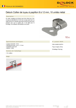 DeLOCK 19570 Butterfly Hose Clamp 8 - 12 mm 10 pieces metal Fiche technique