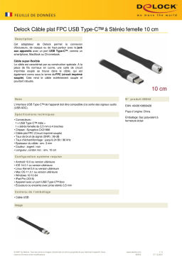DeLOCK 86942 FPC Flat Ribbon Cable USB Type-C™ to Stereo jack 10 cm Fiche technique