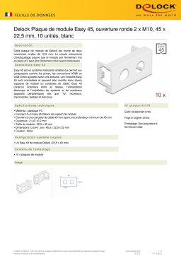 DeLOCK 81373 Easy 45 Module Plate Round cut-out 2 x M10, 45 x 22.5 mm 10 pieces white Fiche technique