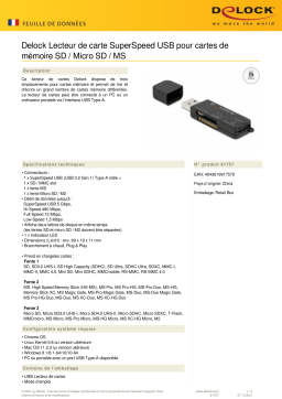 DeLOCK 91757 SuperSpeed USB Card Reader for SD / Micro SD / MS memory cards Fiche technique