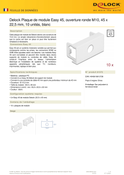 DeLOCK 81372 Easy 45 Module Plate Round cut-out M10, 45 x 22.5 mm 10 pieces white Fiche technique