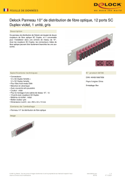 DeLOCK 66795 10″ Fiber Optic Patch Panel 12 Port SC Duplex violet 1U grey Fiche technique