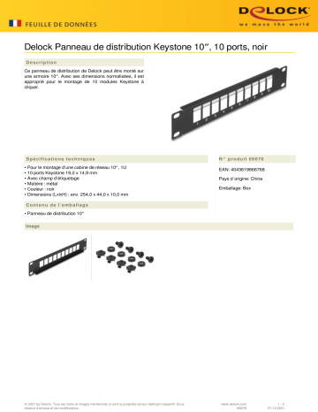 DeLOCK 66676 10″ Keystone Patch Panel 10 port black  Fiche technique | Fixfr