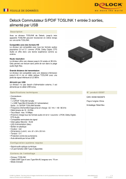 DeLOCK 63397 S/PDIF TOSLINK Switch 1 In 3 Out Fiche technique