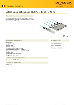 DeLOCK 84073 Active Optical Cable QSFP+ to 4 x SFP+ 10 m Fiche technique