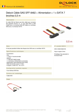 DeLOCK 82219 Cable SAS SFF-8482 + Power > 1 x SATA 7 pin 0.5 m Fiche technique