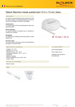 DeLOCK 20813 Braided Sleeve self-closing 10 m x 13 mm white Fiche technique