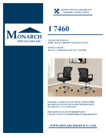 Monarch Specialties I 7460 OFFICE CHAIR Manuel utilisateur | Fixfr