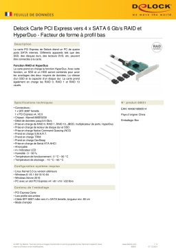 DeLOCK 89051 PCI Express Card to 4 x SATA 6 Gb/s RAID and HyperDuo - Low Profile Form Factor  Fiche technique