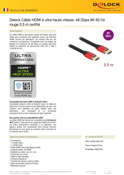 DeLOCK 85772 Ultra High Speed HDMI Cable 48 Gbps 8K 60 Hz red 0.5 m certified Fiche technique