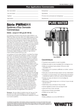 Watts PWR40113032 Reverse Osmosis System Dissolved Salts Removal 5400 Gpd Wall Mount spécification