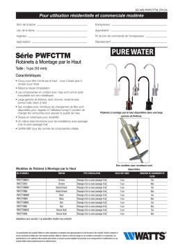 Watts PWFCTTM Robinets d’eau potable de dessus de comptoir spécification