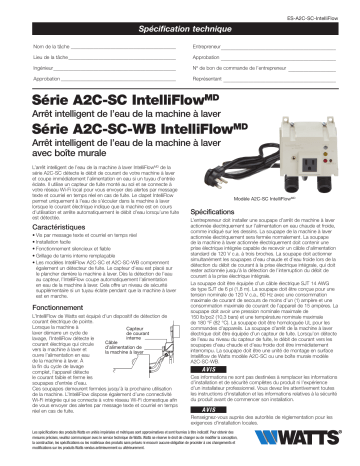 A2C-SC-WB 1/2 | A2C-SC-WB | Watts A2C-SC 1/2 1/2 IN Washing Machine Smart Water Shutoff Valve spécification | Fixfr