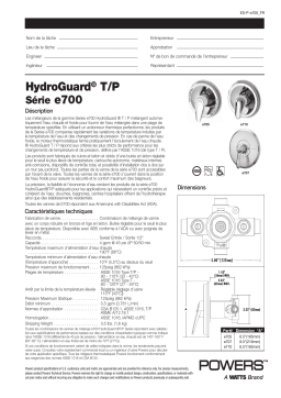 Powers HydroGuard e700 HydroGuard series e700 combination T/P tempering valves spécification