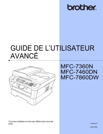 MFC-7360N | MFC-7460DN | MFC-7365DN | Brother MFC-7860DW Monochrome Laser Fax Manuel utilisateur | Fixfr
