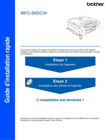 Brother MFC-665CW Inkjet Printer Guide d'installation rapide | Fixfr