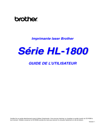 HL-1850 | Brother HL-1870N Monochrome Laser Printer Manuel utilisateur | Fixfr