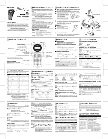 Brother PT-1000 P-touch Manuel utilisateur | Fixfr