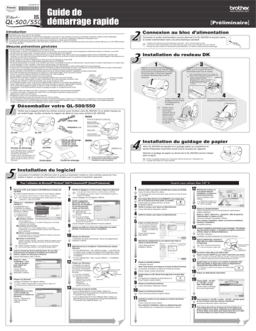 QL-500 | Brother QL-550 Label Printer Mode d'emploi | Fixfr