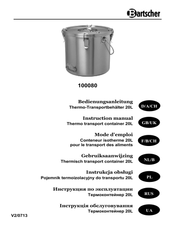 Bartscher 100080 Thermo transport container 20L, SS Mode d'emploi | Fixfr