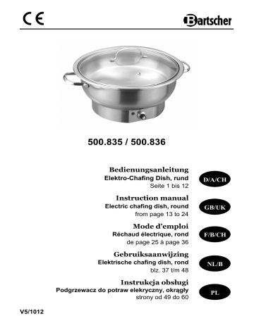 Bartscher 500835 Chafing dish 3,8L 500 E Mode d'emploi | Fixfr