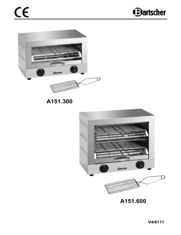 Bartscher A151600 Quartz tube toaster, double Mode d'emploi | Fixfr