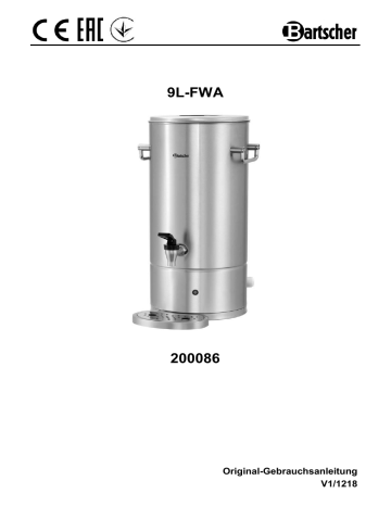 Bartscher 200086 Hot water dispenser 9L-FWA Mode d'emploi | Fixfr