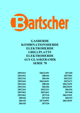 Bartscher 286234W Electric stove 700, W800, 4PL, elO Mode d'emploi