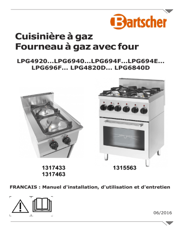 Bartscher 1315563 Gas stove 600, W600, 4BR, elO Mode d'emploi | Fixfr