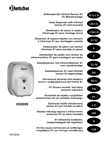 Bartscher 850009 Soap dispenser, infrared sensor S1 Mode d'emploi | Fixfr