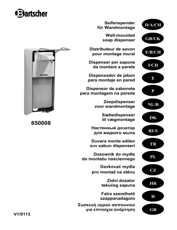 Bartscher 850008 Soap dispenser PS 0,9L-W Mode d'emploi | Fixfr