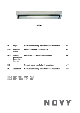 Bartscher 100100 Novy-exhaust hood, W1000, SS Mode d'emploi