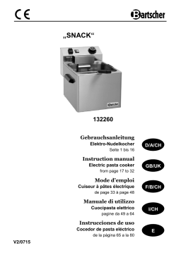 Bartscher 132260 Pasta cooker 1 basket, 7L, TU Mode d'emploi