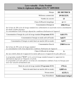 De Dietrich DVH1323X Dishwasher Manuel utilisateur