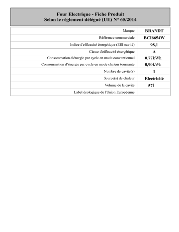 Brandt BCI6654W Induction cooker Manuel utilisateur | Fixfr