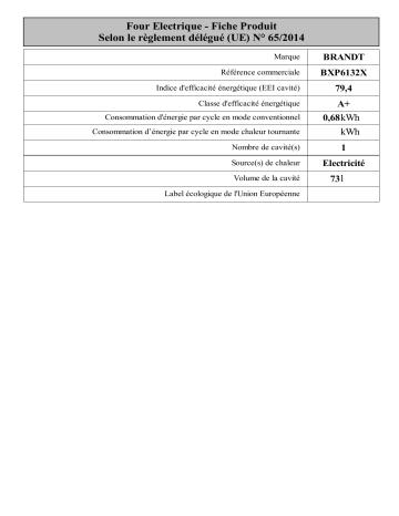 Brandt BXP6132X Built-in pyrolytic oven Manuel utilisateur | Fixfr