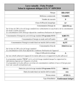 Brandt VS1009X Built-in dishwasher Manuel utilisateur
