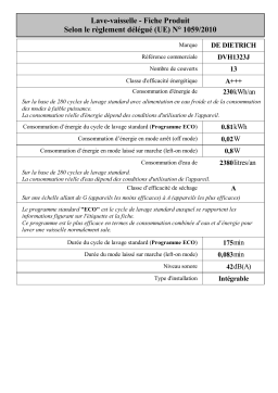 De Dietrich DVH1323J Dishwasher Manuel utilisateur