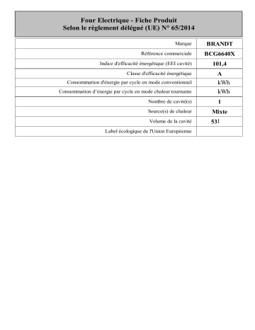 Brandt BCG6640X Gas cooker Manuel utilisateur | Fixfr