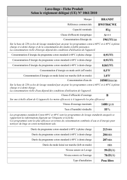 Brandt BWF584CWE Front-loading washing machine Manuel utilisateur