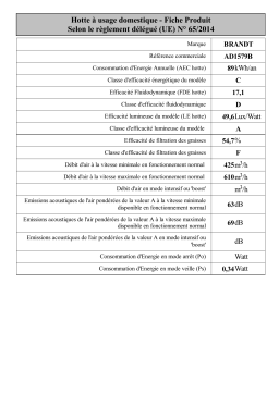Brandt AD1579B Wall-mounted extractor hood Manuel utilisateur