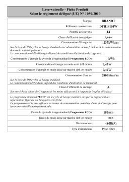 Brandt DFH14104W Free-standing dishwasher Manuel utilisateur