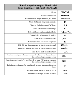 Brandt AD1006W Wall-mounted extractor hood Manuel utilisateur