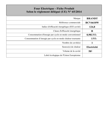 Brandt BCV6610W Vitro-ceramic cooker Manuel utilisateur | Fixfr