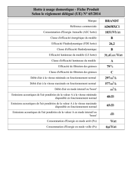 Brandt AD658XC1 Built-in extractor hood Manuel utilisateur