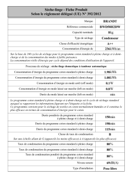 Brandt BWD58H2DW Front-loading tumble dryer Manuel utilisateur